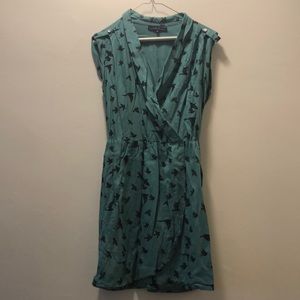 Faux-Wrap Turquoise Dress